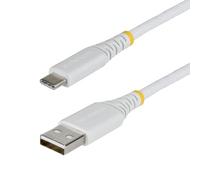 StarTech 3m (10ft) USB-A to USB-C Fast Charging Cable, 15W 3A, Dual-Layer Braided Nylon/TPE Jacket, Durable USB-A to Type C Charger Cord, White USB A to USB C Cable