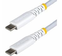 StarTech.com 3m (10ft) White USB-C Charging Cable, 60W (3A) PD, Dual-Layer Braided Nylon/TPE Jacket, Rugged USB C Charging Cord, USB 2.0 Laptop Charger Cable