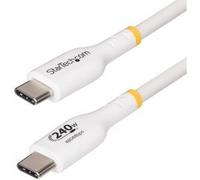 StarTech.com 3m White USB-C Charging Cable USB-IF Certified USB C Cable 240W PD EPR USB 2.0 Type-C Laptop Charger Cord USB-C Data Transfer Cable TPE Jacket