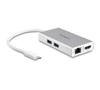 StarTech 4-in-1 USB-C Travel Dock with 4K HDMI, 60W PD, GbE, Silver White | Windows, macOS, ChromeOS, Driverless, 25cm/10in attached cable, USB Powered, 2-port USB-A 3.0 5Gbps