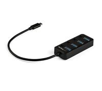 StarTech.com 4 Port USB C Hub - USB-C to 4x USB 3.0 Type-A Ports with Individual On/Off Port Switches - SuperSpeed 5Gbps USB 3.1/3.2 Gen 1 - USB Bus Powered - Portable - 25cm Attached Cable~4 Port USB C Hub - USB-C to 4x USB 3.0 Type-A Ports with Individu