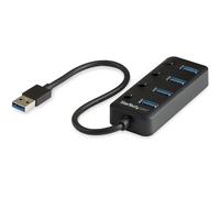 StarTech.com 4 Port USB 3.0 Hub - USB-A to 4x USB 3.0 Type-A with Individual On/Off Port Switches - SuperSpeed 5Gbps USB 3.1/3.2 Gen 1 - USB Bus Powered - Portable - 25cm Attached Cable~4 Port USB 3.0 Hub - USB-A to 4x USB 3.0 Type-A with Individual On/Of