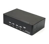 StarTech 4-Port Dual-Monitor DisplayPort KVM Switch, 4K 60Hz, Hub, Audio | Desktop, Control four computers, Share keyboard mouse and two displays, Multi-computer access, Separate audio control