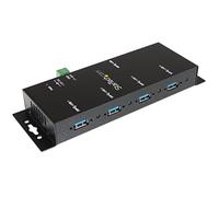 StarTech 4-Port Industrial USB 3.0 Hub 5Gbps, Metal (ST4300USBM) | 4x USB-A ports, Wall and desk mountable, 8kV air 4kV contact ESD, Terminal block power, Brackets included
