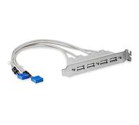 StarTech.com USBPLATE4 4 Port USB A Female Slot Plate Adapter, USB panel, 4 Pin USB Type A (F),Grey