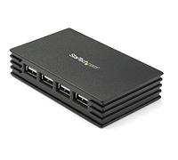 StarTech 4-Port USB 2.0 Hub, Externally Powered, Black (ST4202USBGB) | Includes power adapter, 3ft USB 2.0 A/B male-male cable, 480Mbps, Hot plug-and-play, USB 1.1 backward compatible