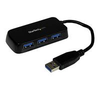 StarTech 4-Port USB 3.0 Hub 5Gbps, SuperSpeed, Black (ST4300MINU3B) | Portable mini multiport travel dock, USB extender, Business PC Mac laptops, Backward compatible
