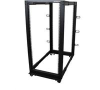 StarTech.com 4-Post 25U Mobile Open Frame Server Rack, Four Post 19in Network Rack with Wheels, Rolling Rack with Adjustable Depth for Computer/AV/Data/IT Equipment - Casters, Leveling Feet or Floor Mounting