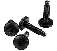 StarTech 50-Pack 10-32 19mm Rack Mounting Screws, 19in/10in, Black | fits 10-32 threaded rails, Steel, For server racks cabinets enclosures, Washers reduce finish damage, GSA Schedule