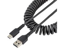 StarTech.com 20in (50cm) USB A to C Charging Cable Coiled Heavy Duty Fast Charge & Sync High Quality USB 2.0 A to USB Type-C Cable Rugged Aramid Fiber Durable Male to Male USB Cable
