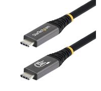 StarTech 50cm/1.6ft USB-C to USB-C USB4 Cable, 80Gbps, 240W PD, 8K, Black | USB-C to USB-C, DP2.1, Thunderbolt, 240W Power Delivery, E-marker chip, RoHS-compliant TPE jacket