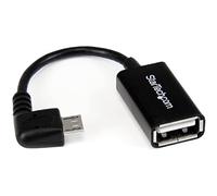 StarTech 5in Right Angle Micro-USB to USB-A OTG Host Adapter (UUSBOTGRA) | Micro-USB Male to USB-A Female, Angled On-The-Go host adapter, Cable, Braided shielding, PVC