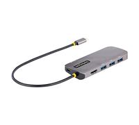 StarTech.com USB C Multiport Adapter, 4K 60Hz HDMI Video, 3 Port 5Gbps USB Hub, 100W Power Delivery Pass-Through, GbE, 12"/30cm Cable, Mini Travel Dock, Laptop Docking Station