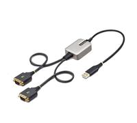 StarTech.com 2-Port USB to Serial Adapter Cable 2ft (60cm) USB-A to DB9 RS232 FTDI COM Retention