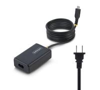 StarTech 65W USB-C Laptop Charger with 1.5m Tethered USB-C Cable, Power Adapter Brick for Dell, XPS, HP ProBook, MacBook Pro, Microsoft Surface Pro