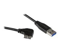 StarTech Slim Micro USB 3.0 Cable USB3AU2MRS – 2m (6 ft) Right-Angle, USB 3.1 Gen 1 5Gbps, Black
