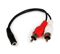 StarTech 6in 3.5mm to RCA Audio Cable, Female to Male, 2x RCA (MUFMRCA) | Aux to RCA, Stereo Audio Cable