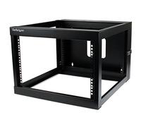 StarTech.com 4-Post 6U Hinged Wall-Mount Network Rack, 19" Open Frame Server Rack with 19.8in Mounting Depth, Wall Mount Swing Out Data Rack for IT / AV / Computer Equipment, TAA (RK619WALLOH)