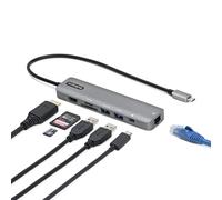 StarTech 7-in-1 USB-C Mini Dock, 4K 60Hz HDMI, GbE, Dual USB 5Gbps, 100W PD | Windows, macOS, iPadOS, iOS, Android, ChromeOS, MicroSD, MAC address passthrough, Extra-long 30cm/12in cable