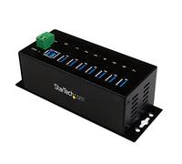 StarTech 7-Port Industrial USB 3.0 Hub 5Gbps, ESD Surge, TAA (ST7300USBME) | Metal housing, 15kV ESD and 350W surge protection, DIN rail wall desk mountable, USB expander hub