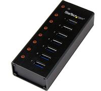 StarTech 7-Port USB-A Hub 5Gbps in Rugged Industrial Metal (ST7300U3M) | USB 3.0, Rugged metal enclosure, Desktop or wall-mount bracket, Upright ports for oversized connectors