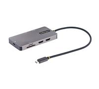 StarTech 8-in-1 USB-C Mini Dock, Dual 4K 60Hz HDMI, 5Gbps, GbE, SD, 100W | Dual HDMI via MST, DisplayPort 1.4 with DSC, HDR10, Ultrawide 21:9, 30cm/12in cable, Automatic driver setup, Ubuntu