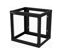 StarTech 9U 2-Post Wall Mount Open Frame Rack, 19in, 176lb (RK919WALLO) | 43.5cm/17.1in fixed mounting depth, SPCC cold-rolled steel, M6 cage nuts, Hook and loop, Heavy-duty 80kg