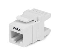 StarTech Cat6 Keystone Jack, UTP, 180 110 Type, White | Terminated with 110-type punch tool, Colour-coded for T568A and T568B installations, RJ45 wall jack, ISO/IEC 11801