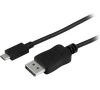 StarTech.com 6ft/1.8m USB C to DisplayPort 1.2 Cable 4K 60Hz - USB-C to DisplayPort Adapter Cable HBR2 - USB Type-C DP Alt Mode to DP Monitor Video Cable - Works w/ Thunderbolt 3 - Black