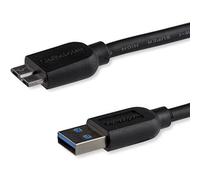StarTech.com 0.5m 20in Slim USB 3.0 A to Micro B Cable M/M - Mobile Charge Sync USB 3.0 Micro B Cable for Smartphones and Tablets (USB3AUB50CMS),Black