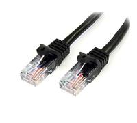 StarTech.com 0.5m Black Cat5e Patch Cable with Snagless RJ45 Connectors - Short Ethernet Cable - 0.5 m Cat 5e UTP Cable (45PAT50CMBK)
