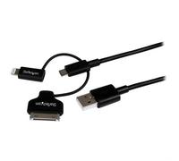 StarTech.com Lightning or 30-pin Dock or Micro-USB to USB cable -1m (3ft), black