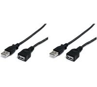 StarTech.com 10 ft Black USB 2.0 Extension Cable A to A - M/F (Pack of 2)