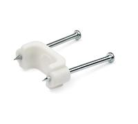 StarTech.com 100 Pack Cable Clips with Nails - Two Steel Nails - Reusable Nail-in Clamps - Brick/Drywall Cable Fasteners - Ethernet Cord/AV/Coax Cable - Mounting Cable Tacks - White - TAA