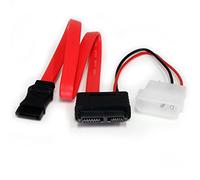 StarTech.com 12in Slimline SATA to SATA with LP4 Power Cable Adapter (SLSATAF12), Red