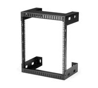 StarTech.com 12U 19" Wall Mount Network Rack - 12" Deep 2 Post Open Frame Server Room Rack for Data/AV/IT/Computer Equipment/Patch Panel with Cage Nuts & Screws 200lb Capacity, Black (RK12WALLO)