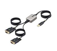 StarTech.com 13ft (4m) 2-Port USB to Serial Adapter Cable Interchangeable DB9 Screws/Nuts COM Retention USB-A to DB9 RS232 FTDI Level-4 ESD Protection Windows/macOS/ChromeOS/Linux - Rugged TPE Construction