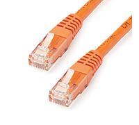 StarTech.com 15ft CAT6 Ethernet Cable - Orange CAT 6 Gigabit Ethernet Wire -650MHz 100W PoE RJ45 UTP Molded Network/Patch Cord w/Strain Relief/Fluke Tested/Wiring is UL Certified/TIA (C6PATCH15OR)
