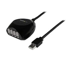 StarTech.com 15m USB 2.0 Active Cable with 4 Port Hub - Long USB Cable with 4 port USB Hub - USB A (M) to 4x USB A (F) - 15m, 50 ft Black (USB2EXT4P15M)