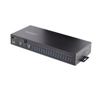 StarTech.com 16-Port Industrial USB 3.0 Hub 5Gbps, Metal, DIN/Surface/Rack Mountable, ESD Protection, Terminal Block Power, up to 120W Shared USB Charging, Dual-Host Hub/Switch