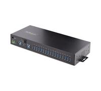 StarTech.com 16-Port Industrial USB 3.0 Hub 5Gbps, Metal, DIN/Surface/Rack Mountable, ESD Protection, Terminal Block Power, up to 120W Shared USB Charging, Dual-Host Hub/Switch