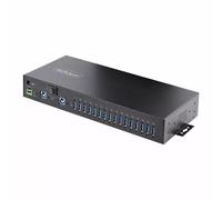 StarTech.com 16-Port Industrial USB 5Gbps Hub with Power Adapter Metal Enclosure Mountable ESD Protection Terminal Block Power USB Charging Dual-Host Switch - TAA