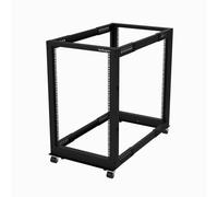 StarTech.com 18U 19" Open Frame Server Rack, 4 Post Adjustable Depth 22-40" Mobile, Free Standing Rolling Network/Comput