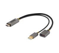 StarTech.com 1ft (30cm) HDMI to DisplayPort Adapter Cable, Active 4K 60Hz HDMI 2.0 to DP 1.2 Converter, HDR, USB Bus Powered, HDMI Source to DisplayPort Monitor for Laptops/PC