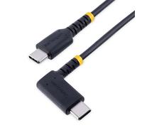 StarTech.com 1ft (30cm) USB C Charging Cable Right Angle - 60W PD 3A - Heavy Duty Fast Charge USB-C Cable - Black USB 2.0 Type-C - Rugged Aramid Fiber - USB Charging Cord