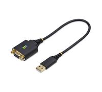 StarTech.com 1ft (30cm) USB to Null Modem Serial Adapter Cable COM Retention FTDI USB-A to DB9 RS232 Interchangeable DB9 Nuts/Screws Windows/macOS/Linux