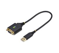 StarTech.com 1ft (30cm) USB to Null Modem Serial Adapter Cable COM Retention FTDI USB-A to DB9 RS232 Interchangeable DB9 Nuts/Screws Windows/macOS/Linux