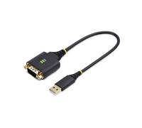 StarTech.com 1ft (30cm) USB to Serial Adapter Cable COM Retention Interchangeable Nuts/Screws USB-A to DB9 RS232 FTDI IC ESD Protection Windows/macOS/Linux