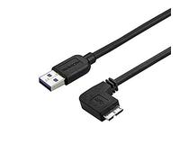 StarTech.com 1m 3 ft Slim Micro USB 3.0 Cable M/M - Right-Angle Micro-USB - USB 3.0 A to Micro B - Angled Micro USB - USB 3.1 Gen 1 5Gbps (USB3AU1MRS), Black