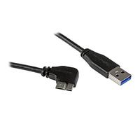 StarTech.com 1m 3 ft Slim Micro USB 3.0 Cable M/M - Right-Angle Micro-USB - USB 3.0 A to Micro B - Angled Micro USB - USB 3.1 Gen 1 5Gbps (USB3AU1MRS), Black